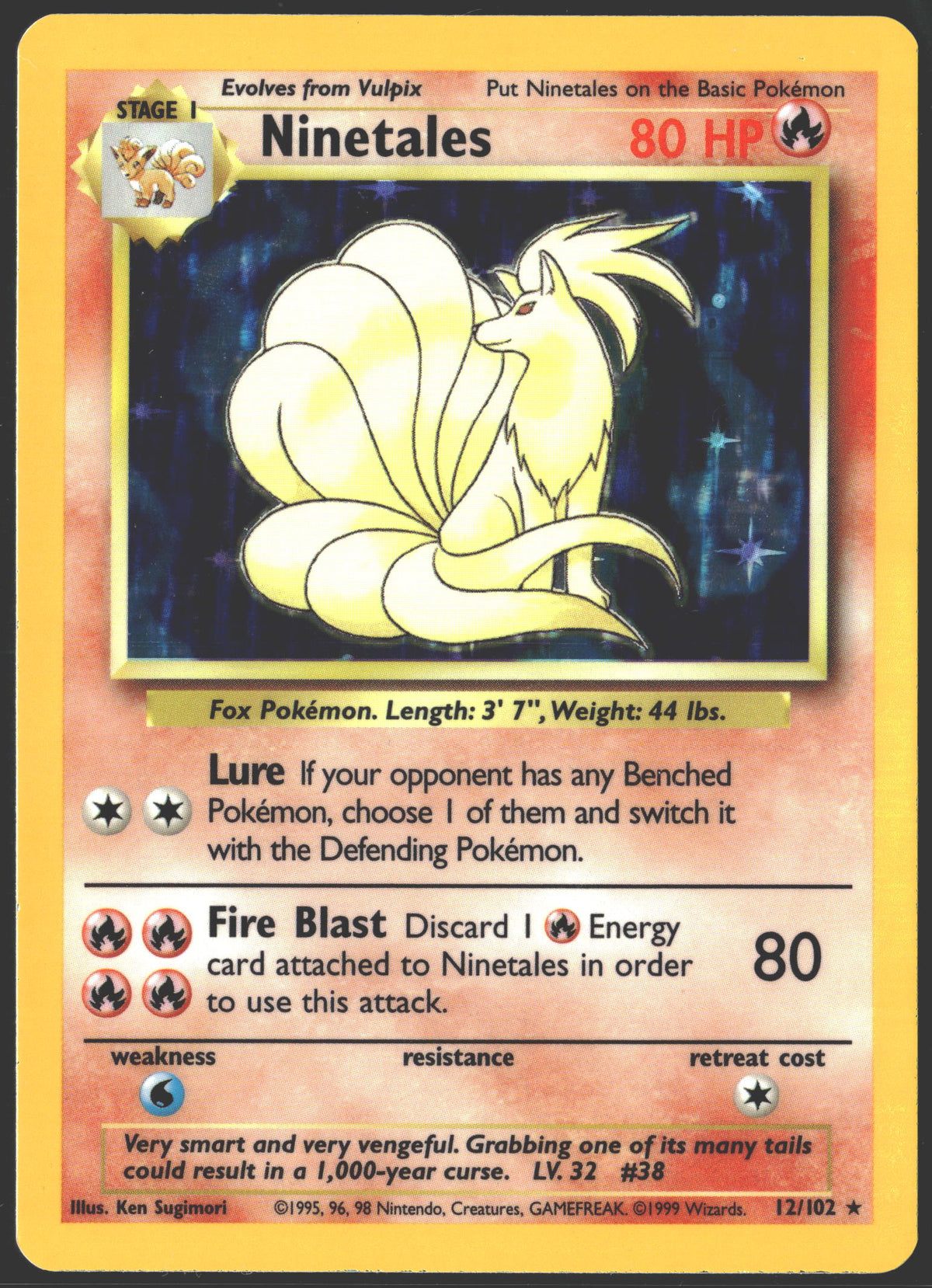 1999 Ninetales Base Set Holo 12/102-1