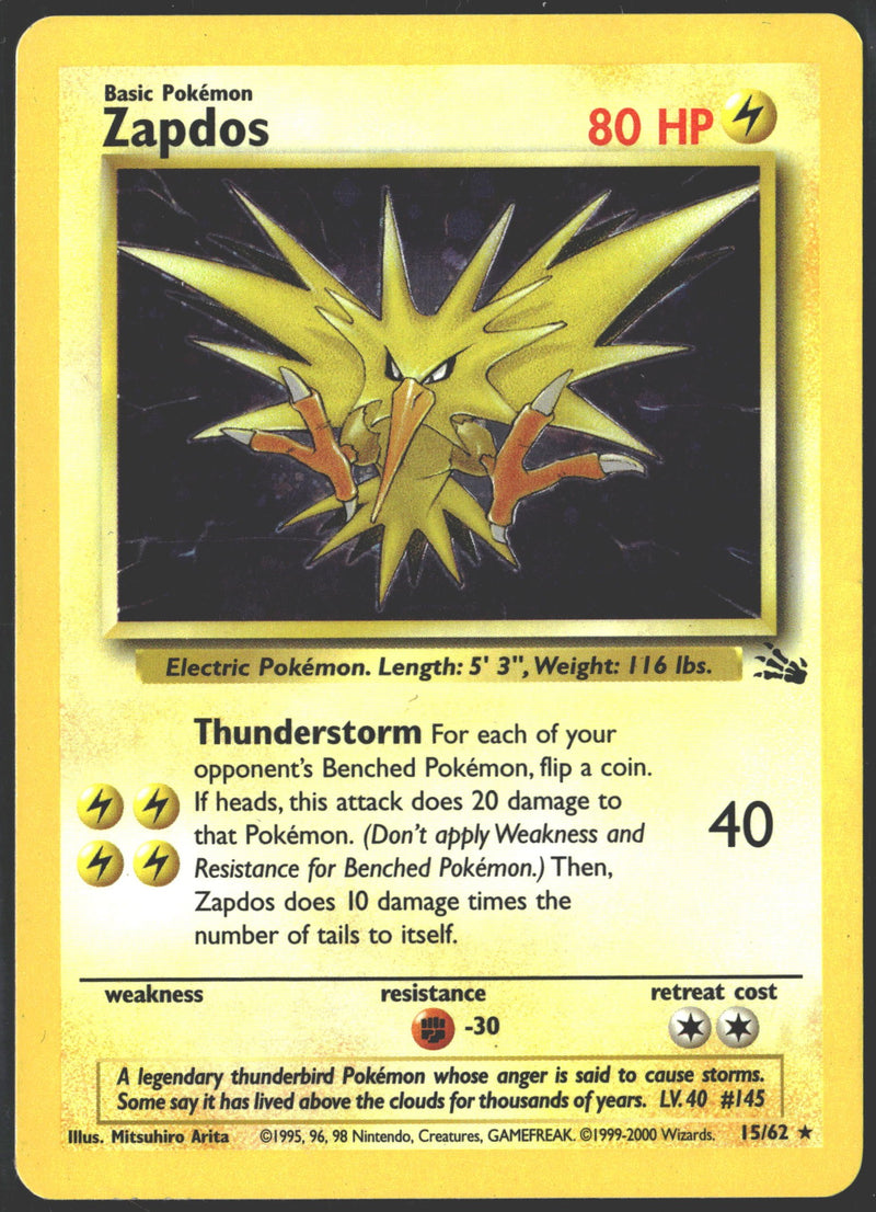 1999 Zapdos Holo Fossil 15/62-1