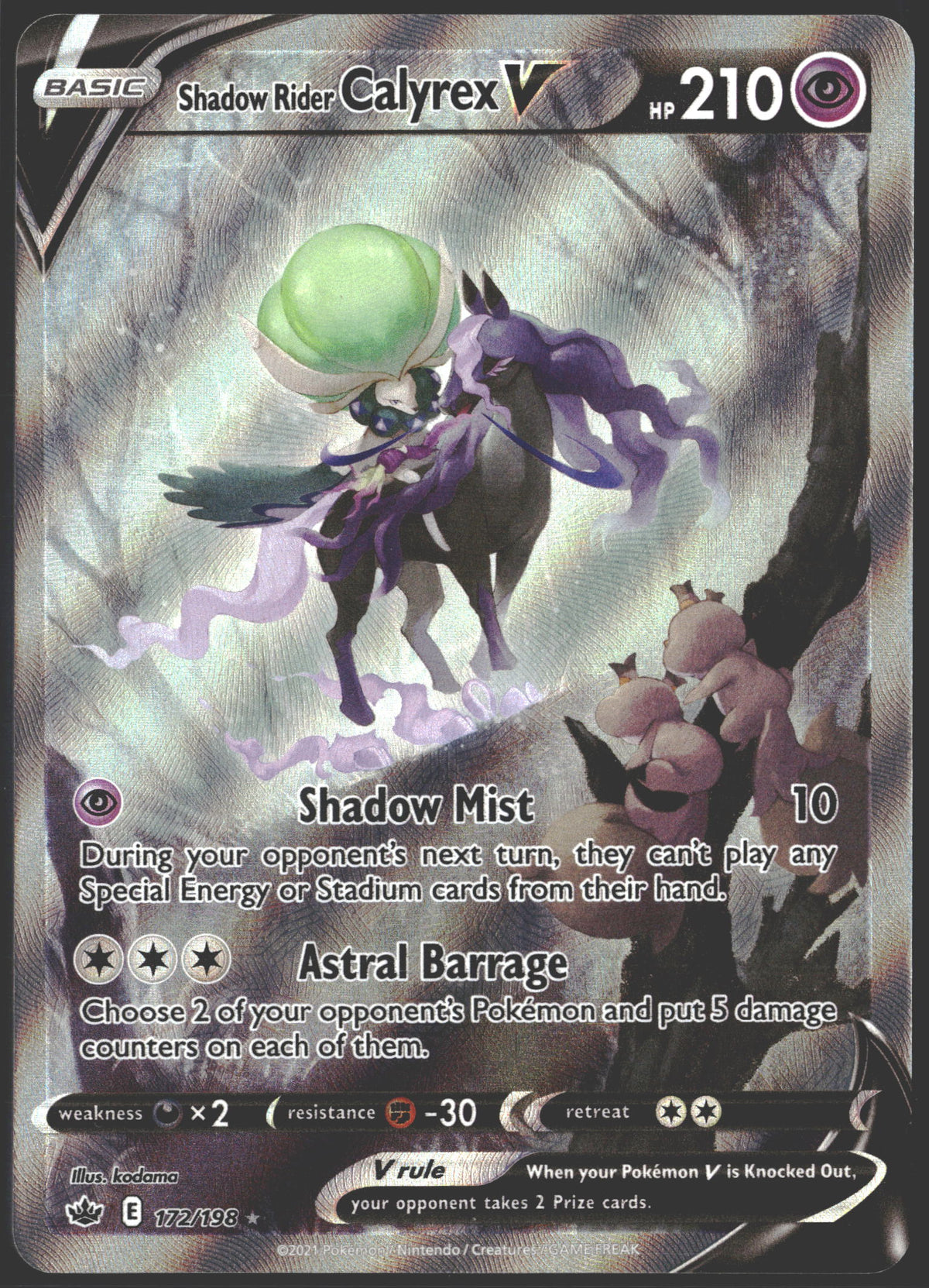 2021 Shadow Rider Calyrex V Chilling Reign 172/198