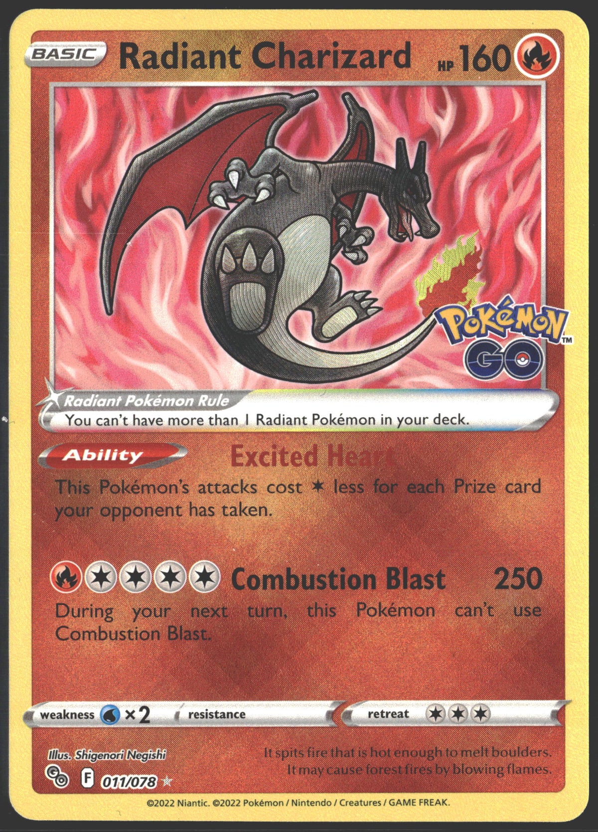 2022 Radiant Charizard Pokémon GO 011/078-1