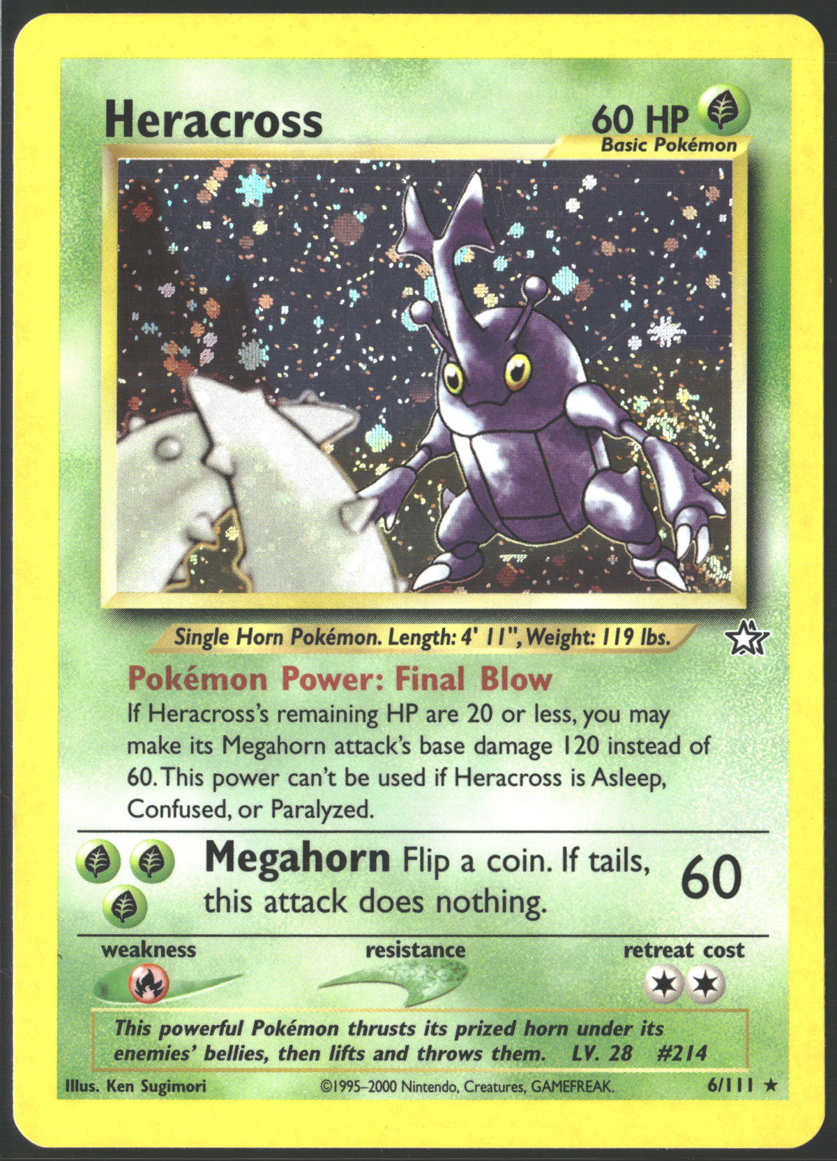 2000 Heracross Holo Neo Genesis 6/111