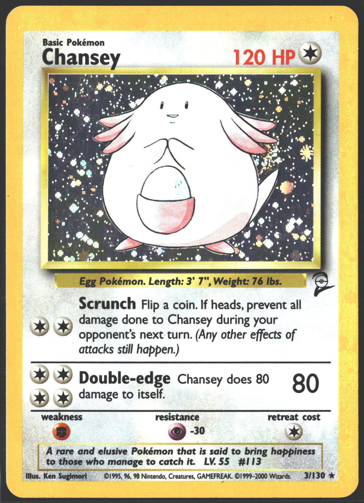2000 Chansey Holo Base Set 2 3/130