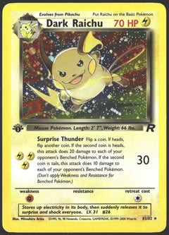 2000 Dark Raichu 1st Edition Holo Team Rocket 83/82-1