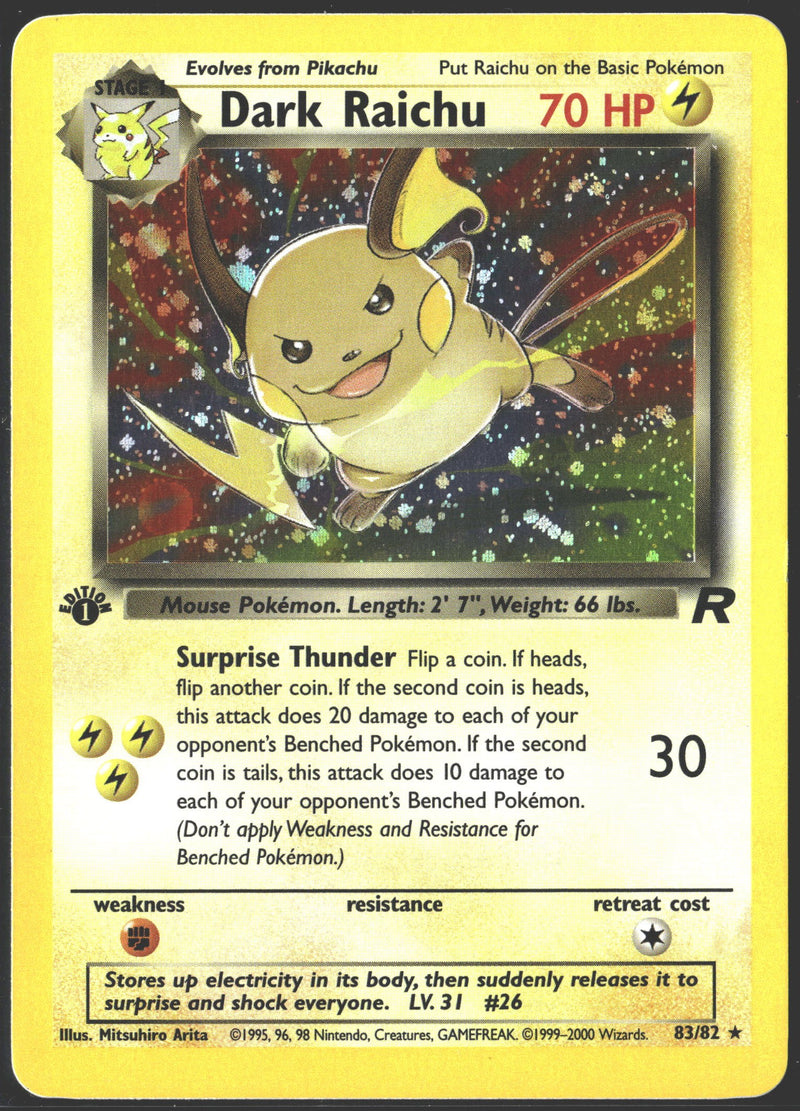 2000 Dark Raichu 1st Edition Holo Team Rocket 83/82-1