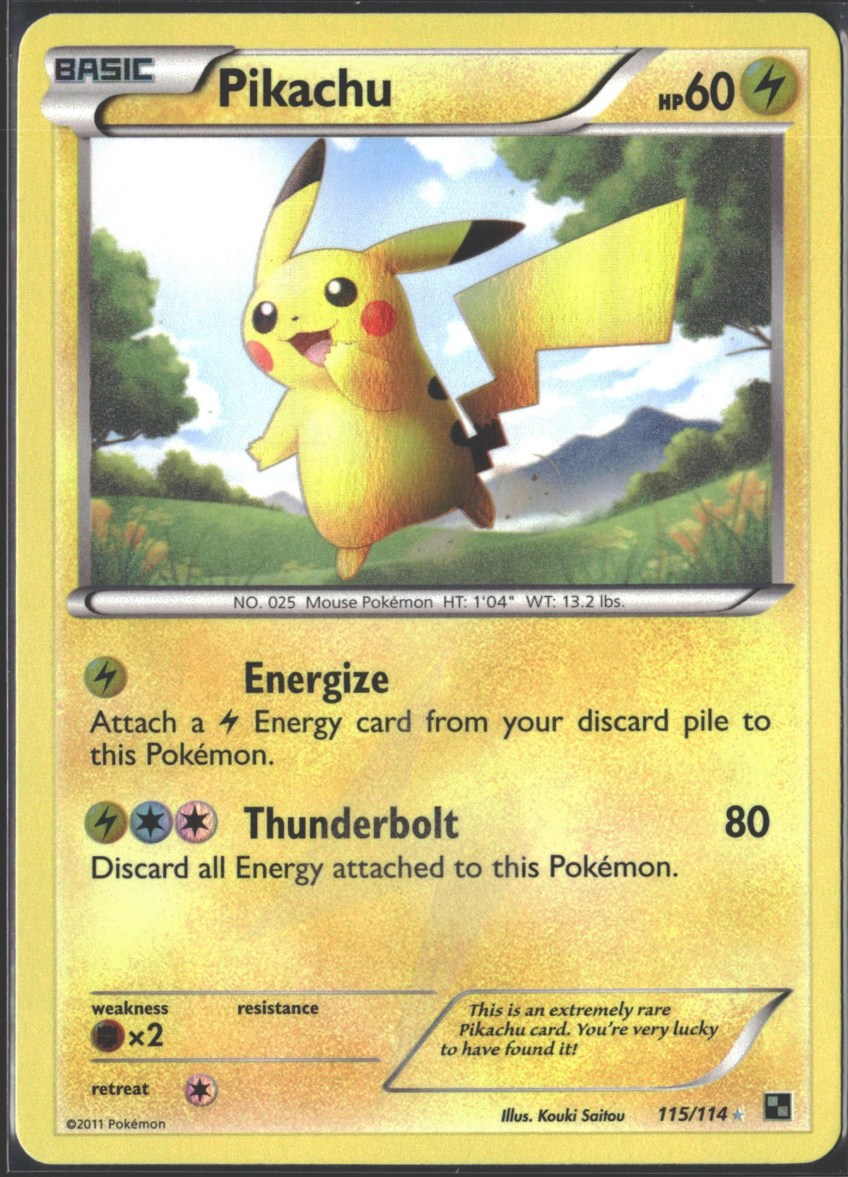 2011 Pikachu Secret Rare Black & White 115/114-1