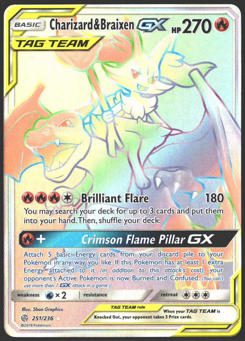 2019 Charizard $ Braixen GX Tag Team Cosmic Eclipse 251/236-1