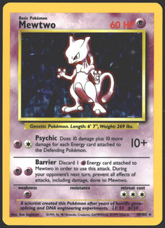 1999 Mewtwo Holo Base Set Unlimited 10/102-1