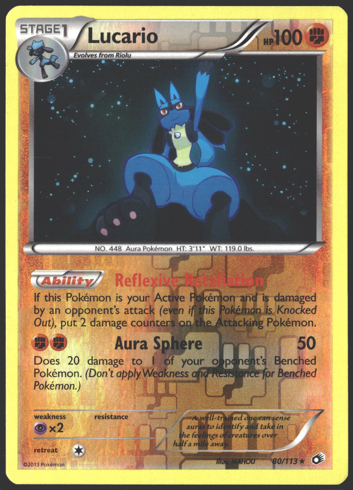 2013 Lucario Reverse Holo Legendary Treasures 80/113