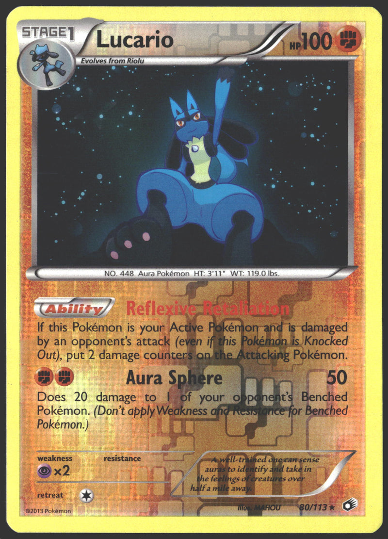 2013 Lucario Reverse Holo Legendary Treasures 80/113-1