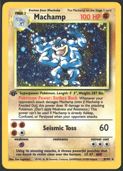 1999 Machamp First Edition Unlimited Holo Base Set 8/102-1