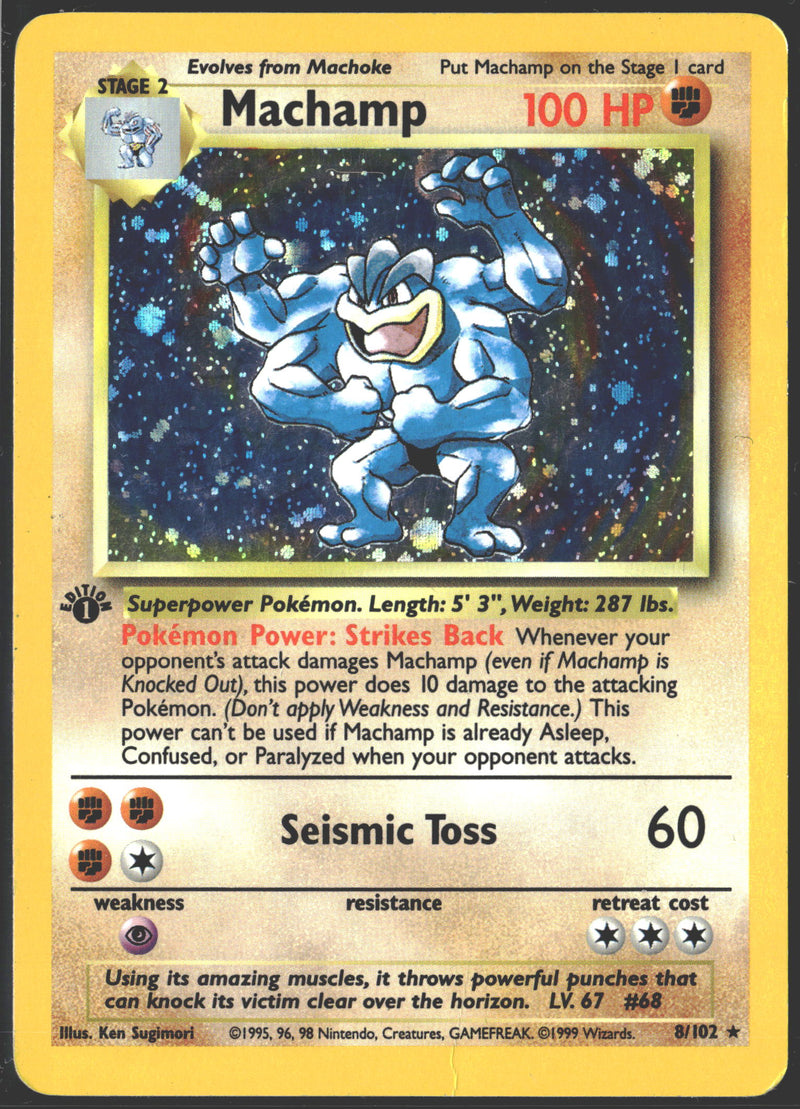 1999 Machamp First Edition Unlimited Holo Base Set 8/102-1