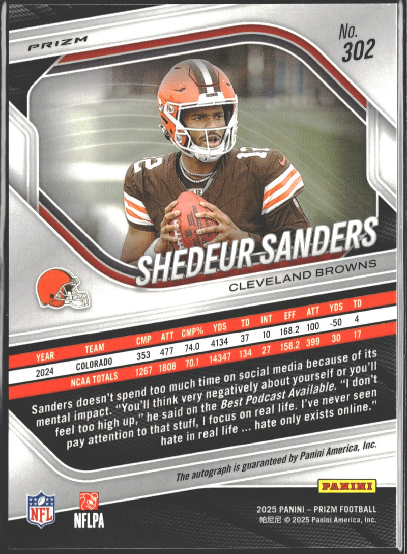 2025 Shedeur Sanders Auto Panini Prizm - Rookies #302 Disco Prizm-2