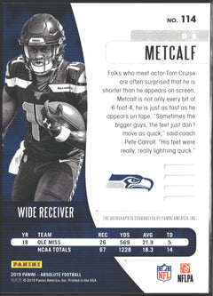 2019 Absolute Rookie DK Metcalf Auto #114 Blue Diamonds /20-2