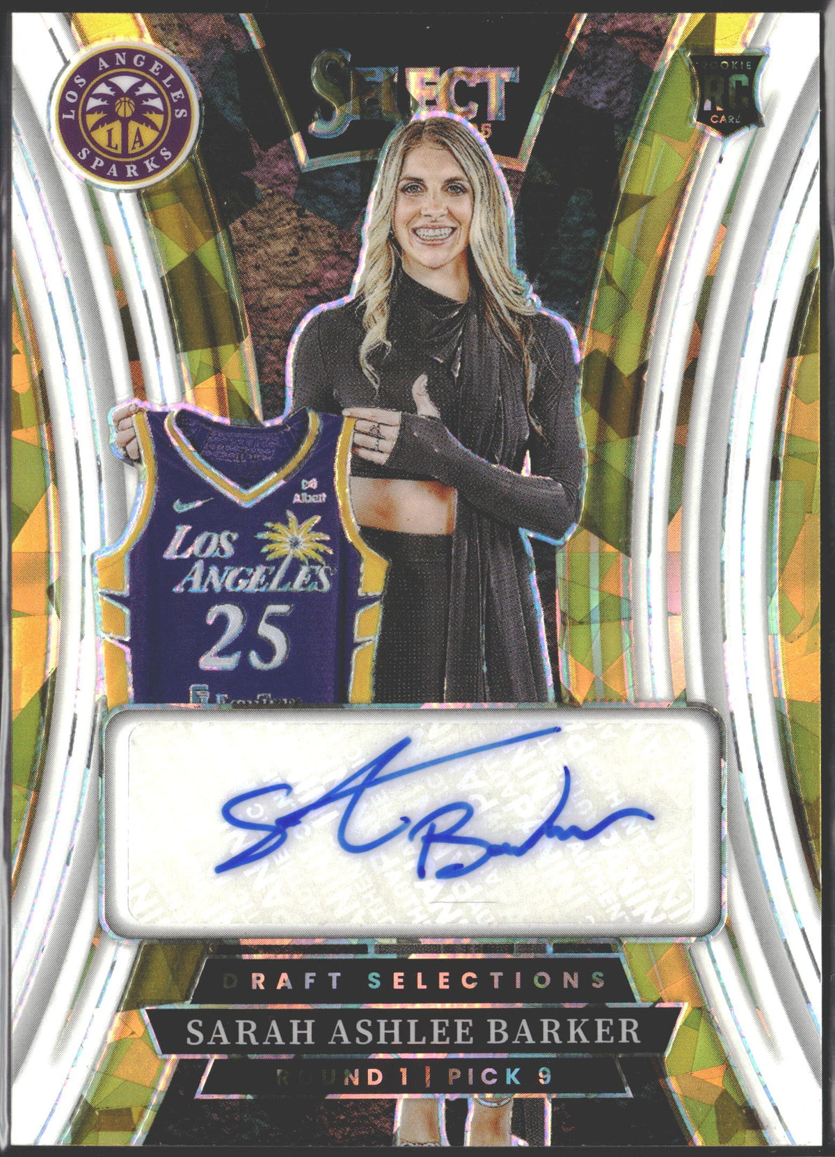 2025 Panini WNBA Select Draft Selections Sarah Ashlee Barker White Ice Auto /25 #DSS-SAB
