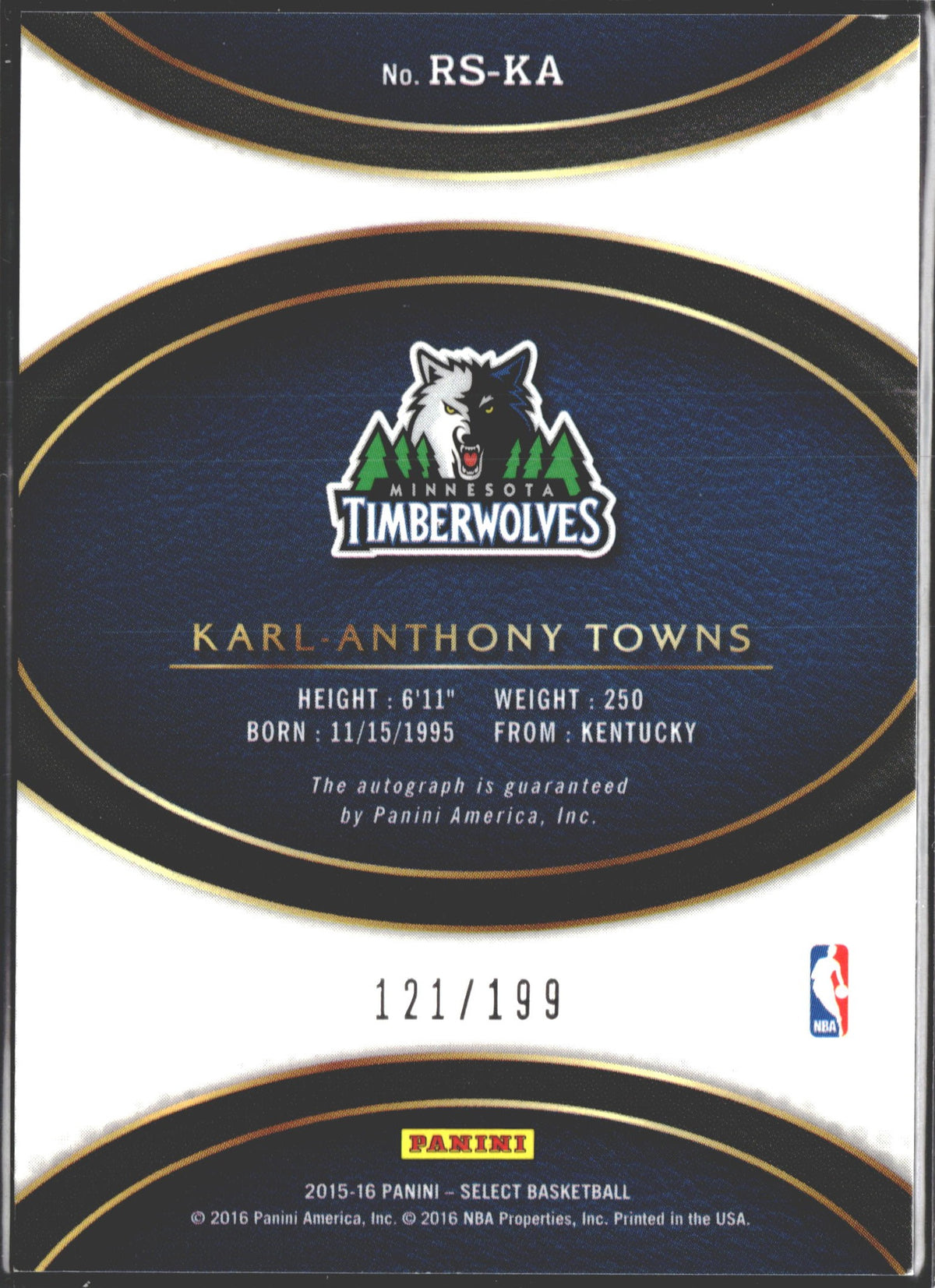 2015-16 Panini Select Rookie Karl-Anthony Towns Auto /199 #RS-KA-2