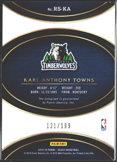 2015-16 Panini Select Rookie Karl-Anthony Towns Auto /199 #RS-KA-2