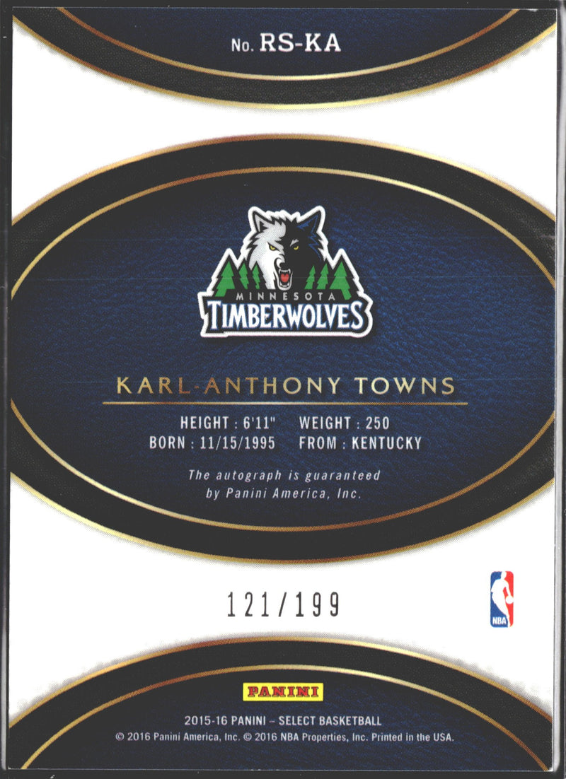 2015-16 Panini Select Rookie Karl-Anthony Towns Auto /199 #RS-KA-2