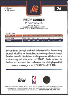 2026 Topps Chrome Devin Booker Orange Refractor /25 #26-2