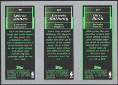 2003-04 Topps Rookie Matrix LeBron James #111 Carmelo Anthony #113 Chris Bosh #114-2