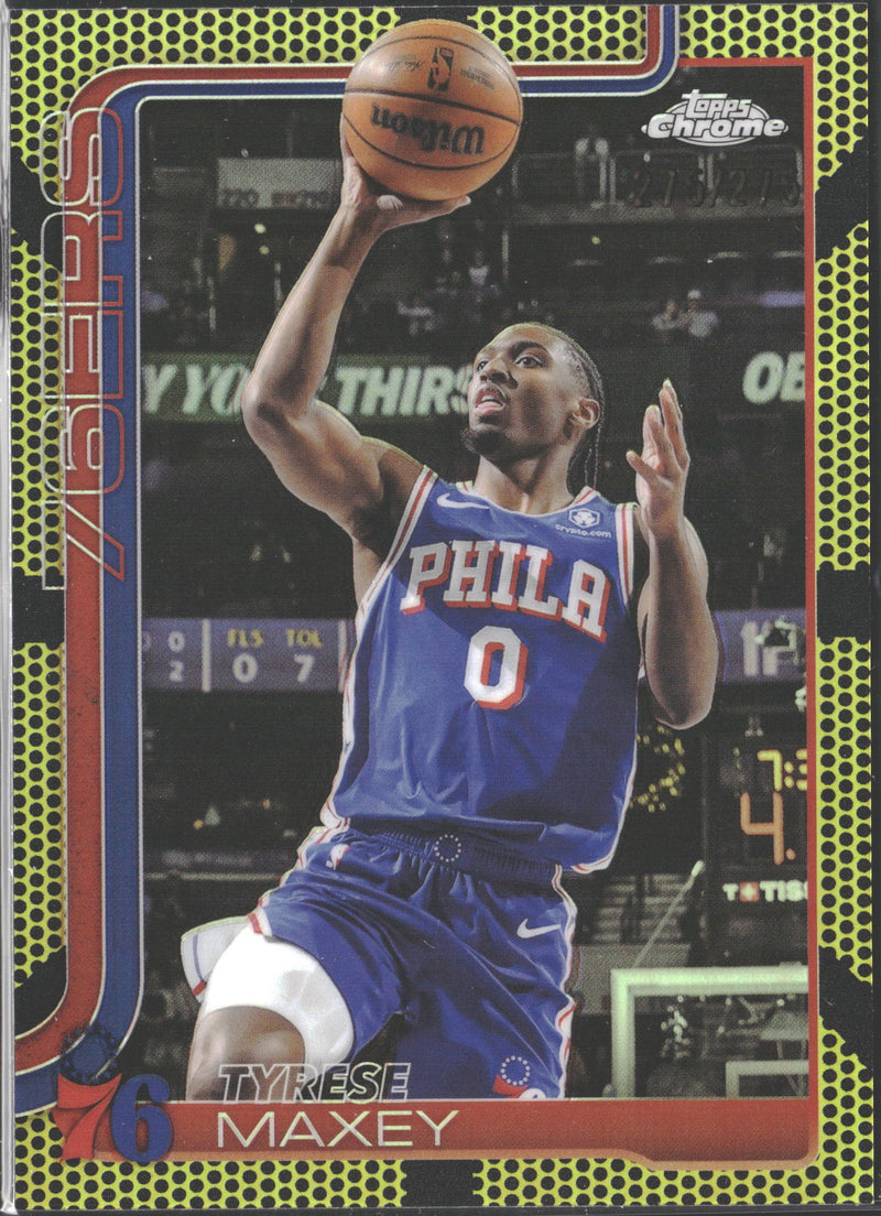 2025 Topps Chrome Tyrese Maxey Yellow Refractor 275/275 #185-1