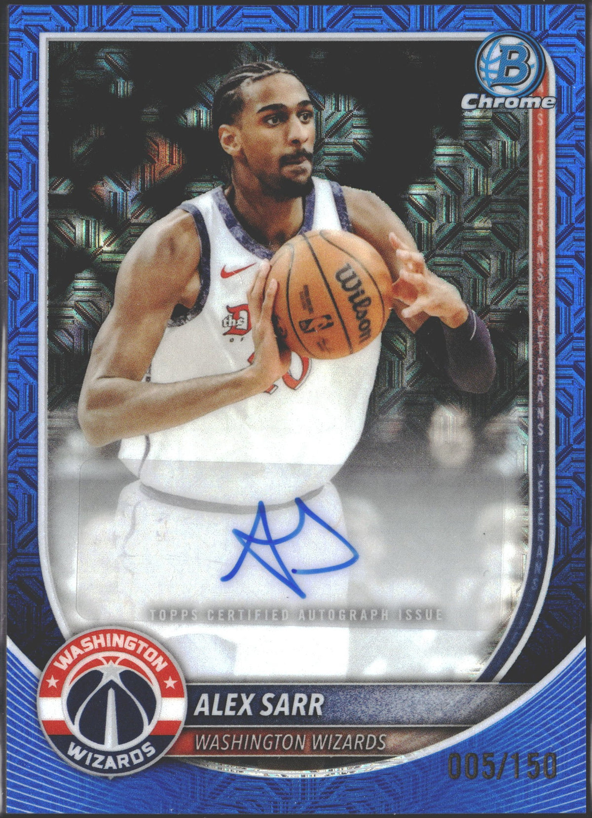 2025-26 Topps Bowman Chrome Alex Sarr Mojo Blue Refractor /150 #BCA-AS