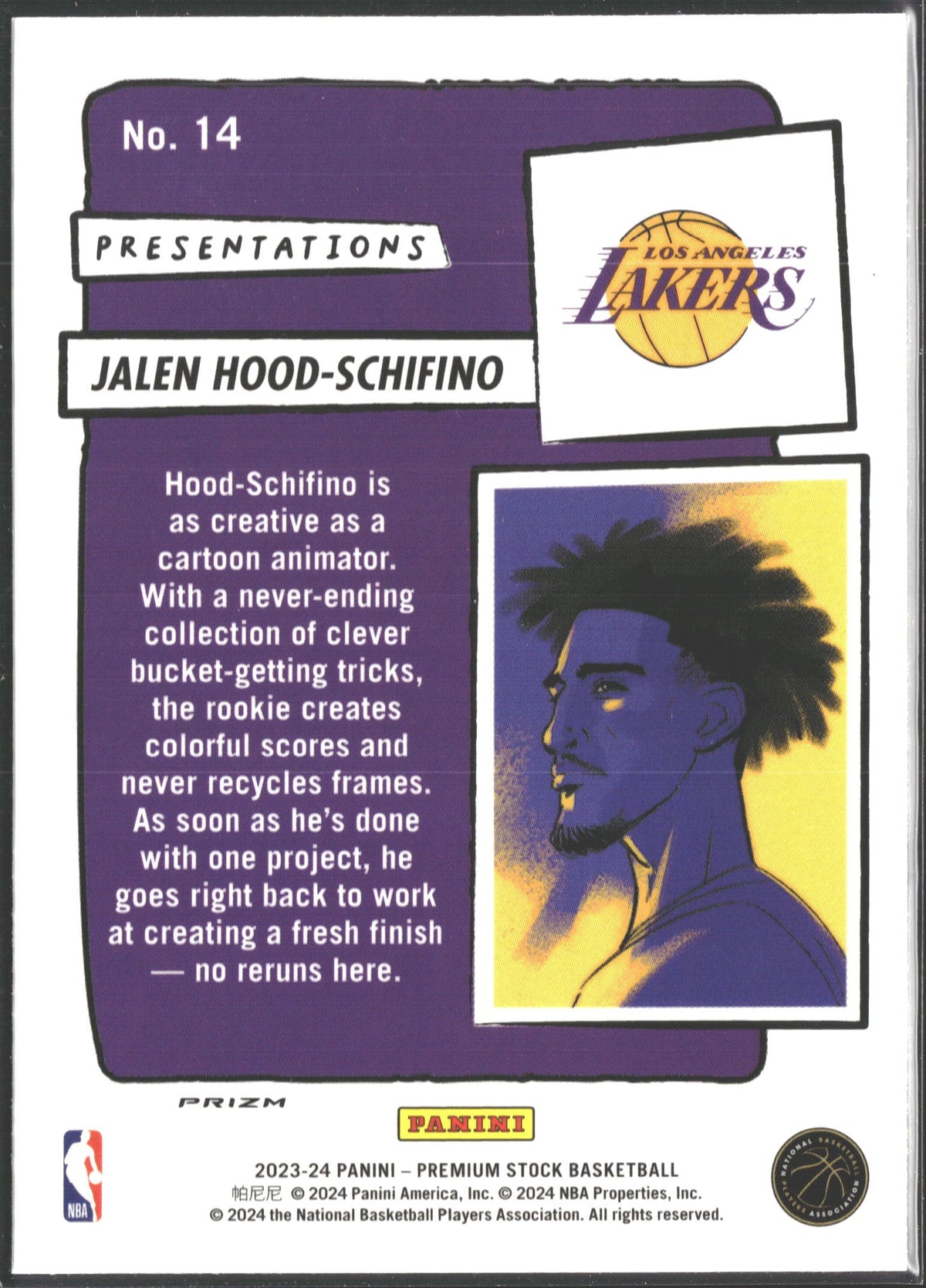 2023-24 Panini Premium Stock Presentations Jalen Hood-Schifino #14