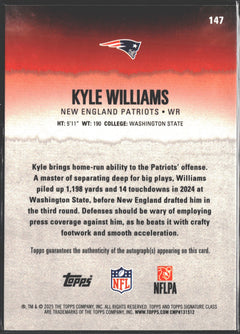 2025 Topps Certified Kyle Williams Orange Auto /50 #147-2