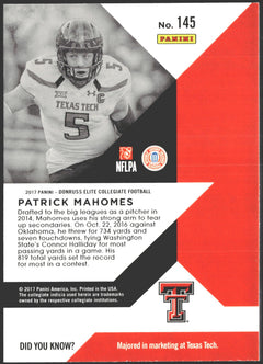 2017 Panini Elite Draft Picks Patrick Mahomes #145-2