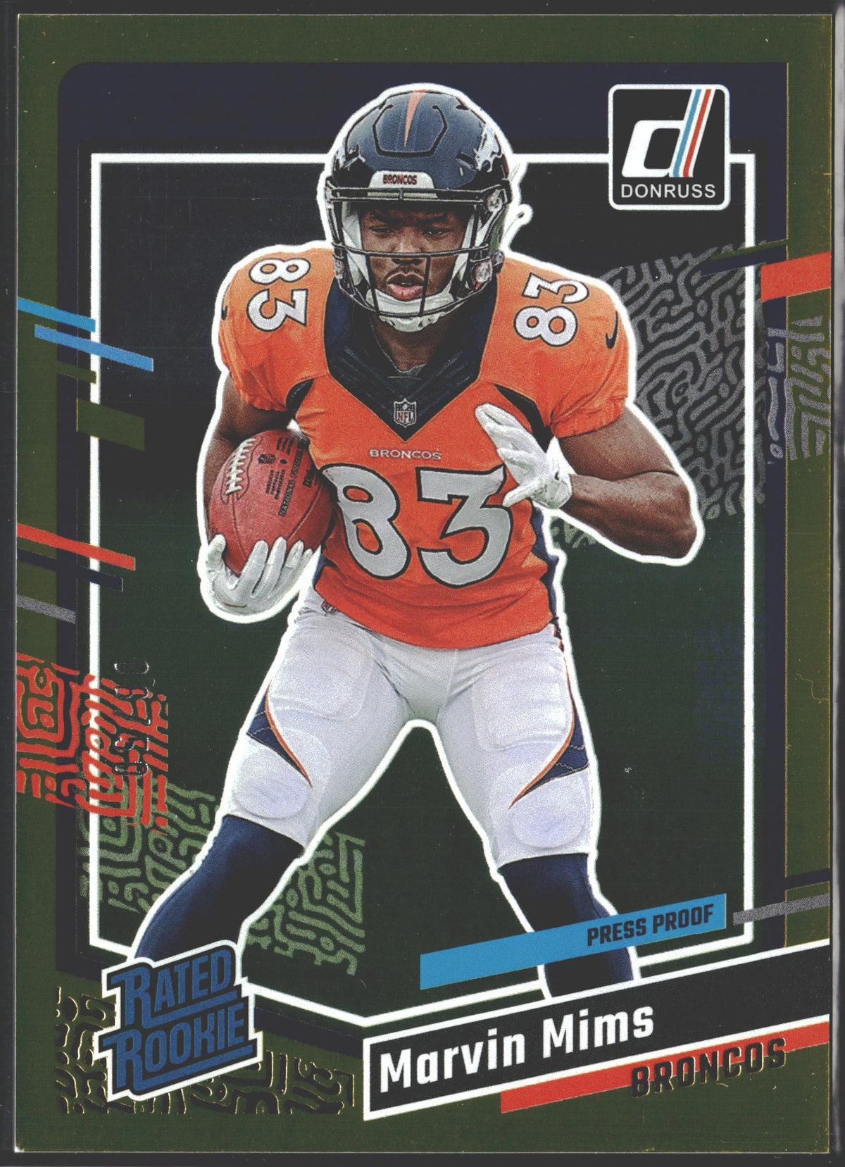 2023 Panini Donruss Rated Rookie Marvin Mims Press Proof Gold /50 #327