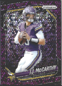 2025 Panini Prizm J.J. McCarthy Purple No Huddle Prizm /75 #279-1