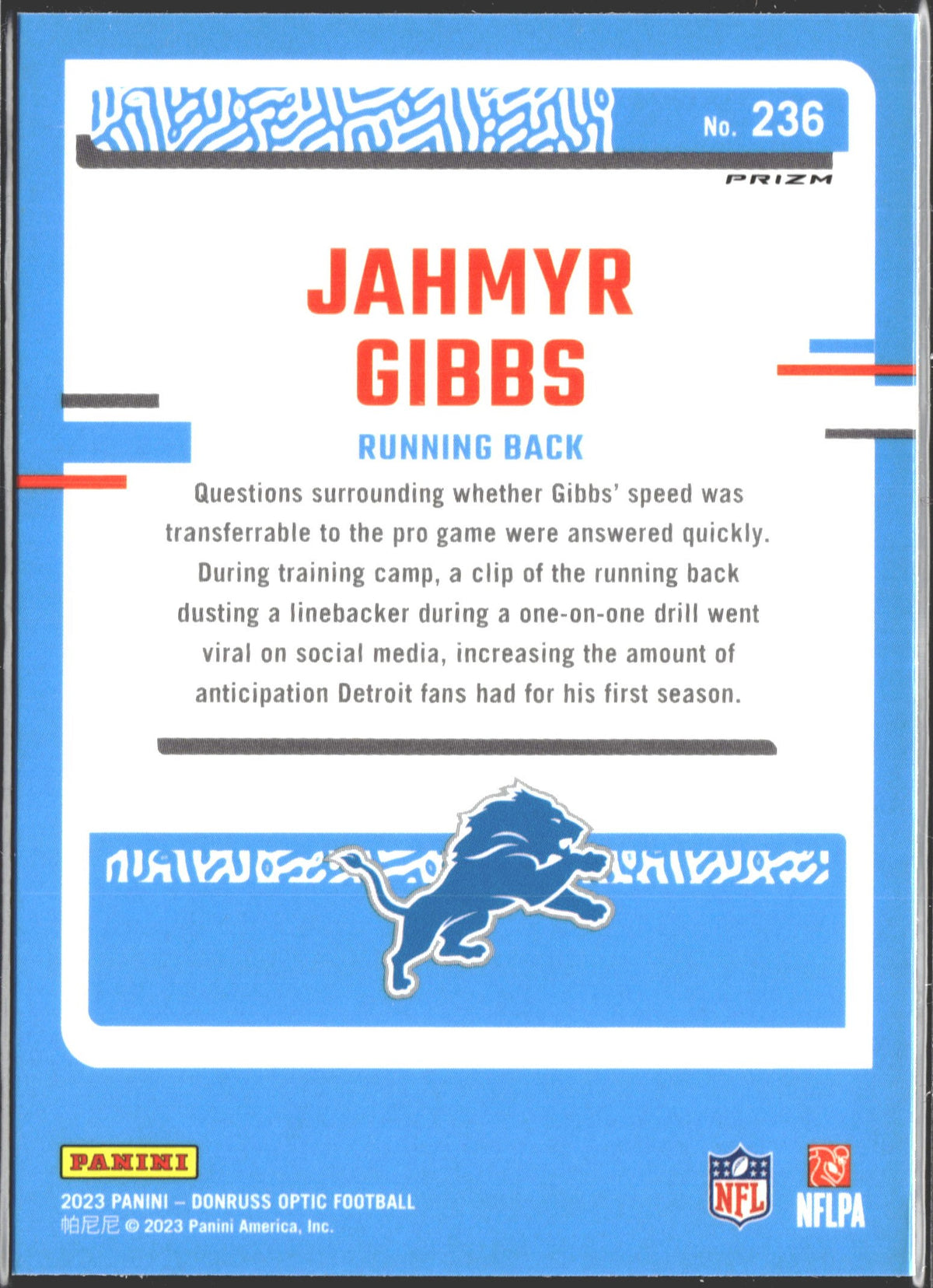 2023 Panini Donruss Optic Rated Rookie Jahmyr Gibbs Holo Prizm #236-2
