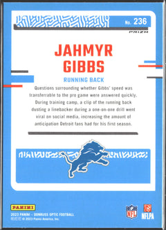 2023 Panini Donruss Optic Rated Rookie Jahmyr Gibbs Holo Prizm #236-2