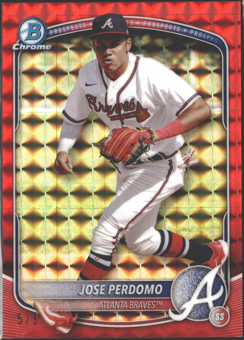 2025 Bowman Chrome Prospects Jose Perdomo Red Geometric Refractor 5/5 #BCP-106-1
