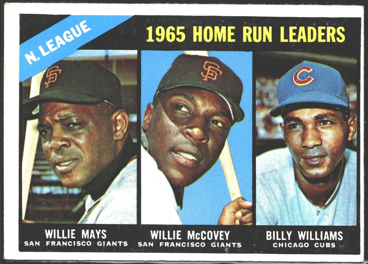 1966 Topps League Leaders Willie Mays, Willie McCovey, Billy Williams #217