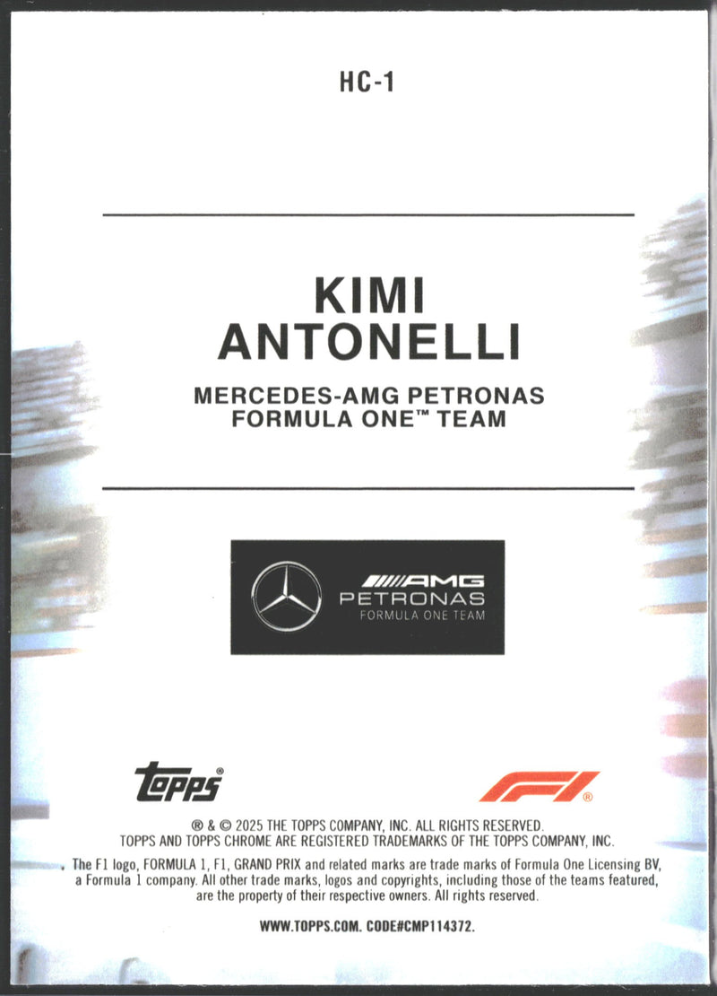 2025 Topps Chrome Formula 1 Kimi Antonelli #HC-1 Refractor RC-2