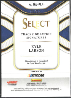 2026 Panini Select Kyle Larson Trackside Action Auto Blue Prizms #TAS-KLN #/99-2