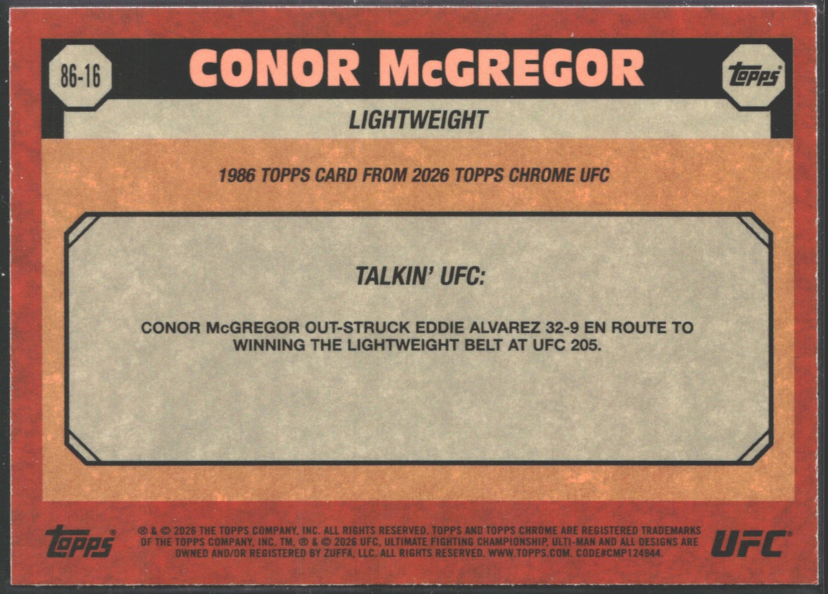 2025-26 Topps Chrome Conor McGregor /150 Blue 86-16