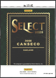 2025 Panini Select Legendary Signatures Jose Canseco Auto Blue Pulsar Prizm #LS-JC-2