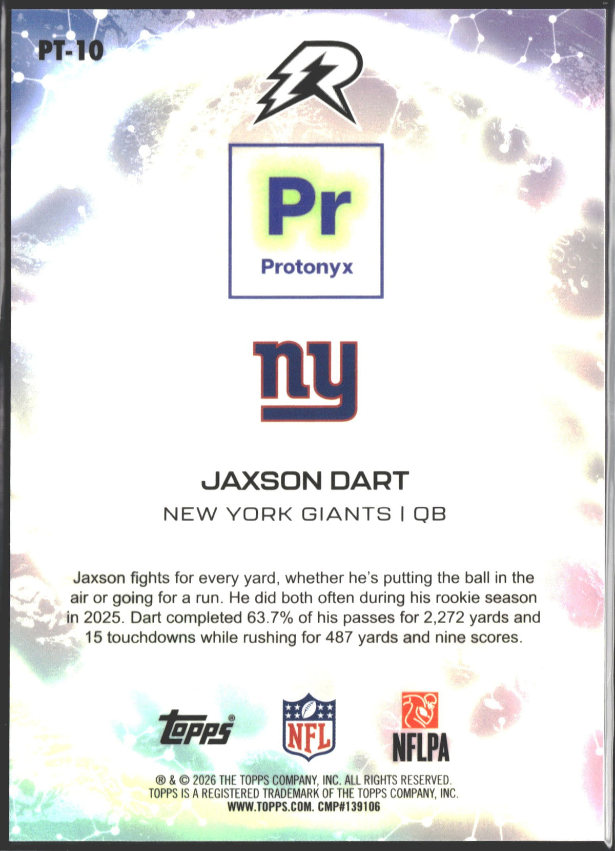 2025 Topps Resurgence Jaxson Dart Orange Protonyx /25 #PT-10