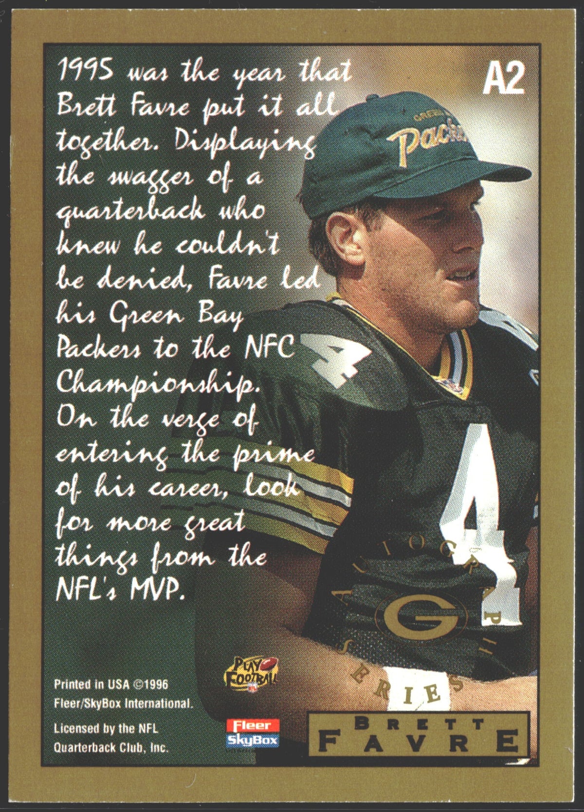 1996 Skybox Premium Brett Favre Auto #A2-2