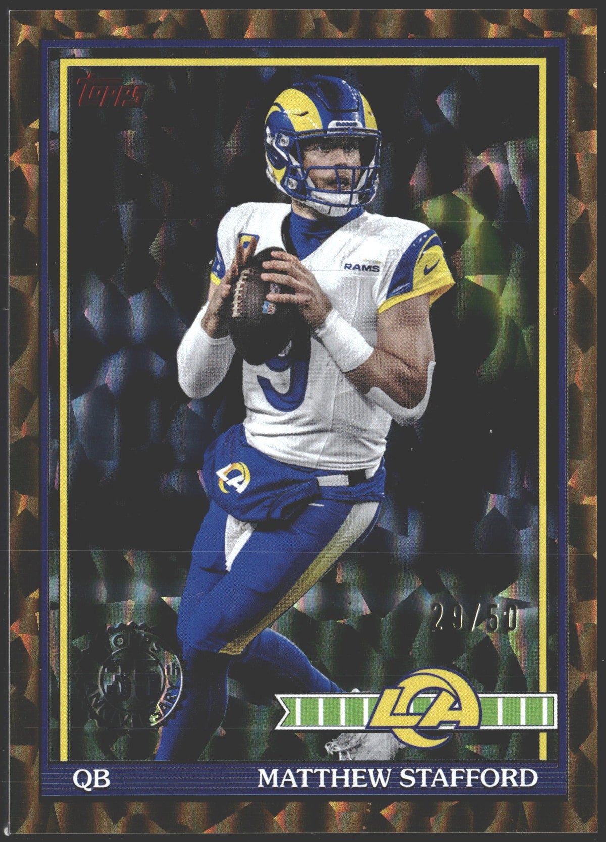 2026 Topps Flagship 35th Anniversary Matthew Stafford Gold Crackle Foil /50 #91TF-22