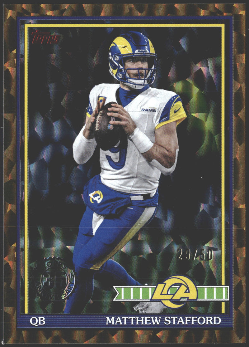 2026 Topps Flagship 35th Anniversary Matthew Stafford Gold Crackle Foil /50 #91TF-22-1