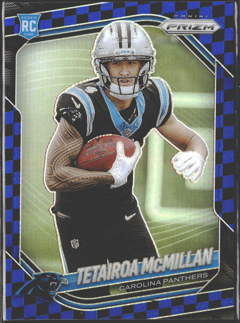 2025 Panini Prizm Rookies Tetairoa McMillan Black & Blue Checker Prizm #311-1