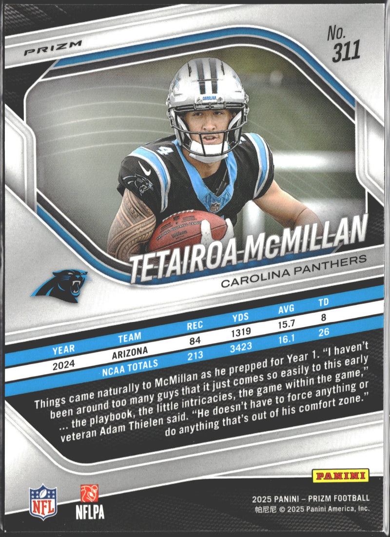 2025 Panini Prizm Rookies Tetairoa McMillan Black & Blue Checker Prizm #311-2
