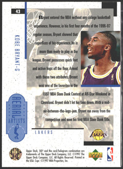Kobe Bryant 1997 Upper Deck Aerial Artists RC #43-2