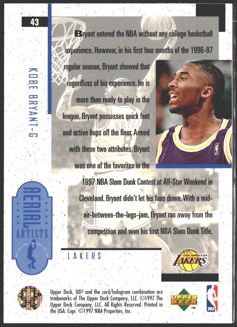 Kobe Bryant 1997 Upper Deck Aerial Artists RC #43-2