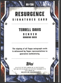 2025 Topps Resurgence signature Terrell Davis Auto Orange /25 Denver Broncos #RS-TDA-2