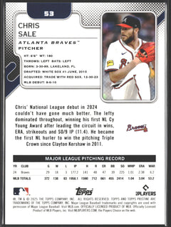 2025 Topps Pristine Chris Sale Pulsar Refractor 10/10 #53 Atlanta Braves-2