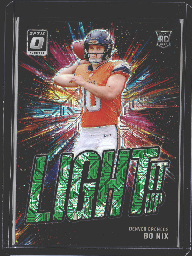 2024 Donruss Optic Light It Up Bo Nix Dragon /24 #6 RC ROOKIE-1