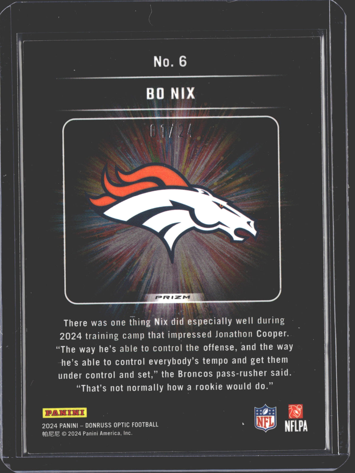 2024 Donruss Optic Light It Up Bo Nix Dragon /24 #6 RC ROOKIE-2